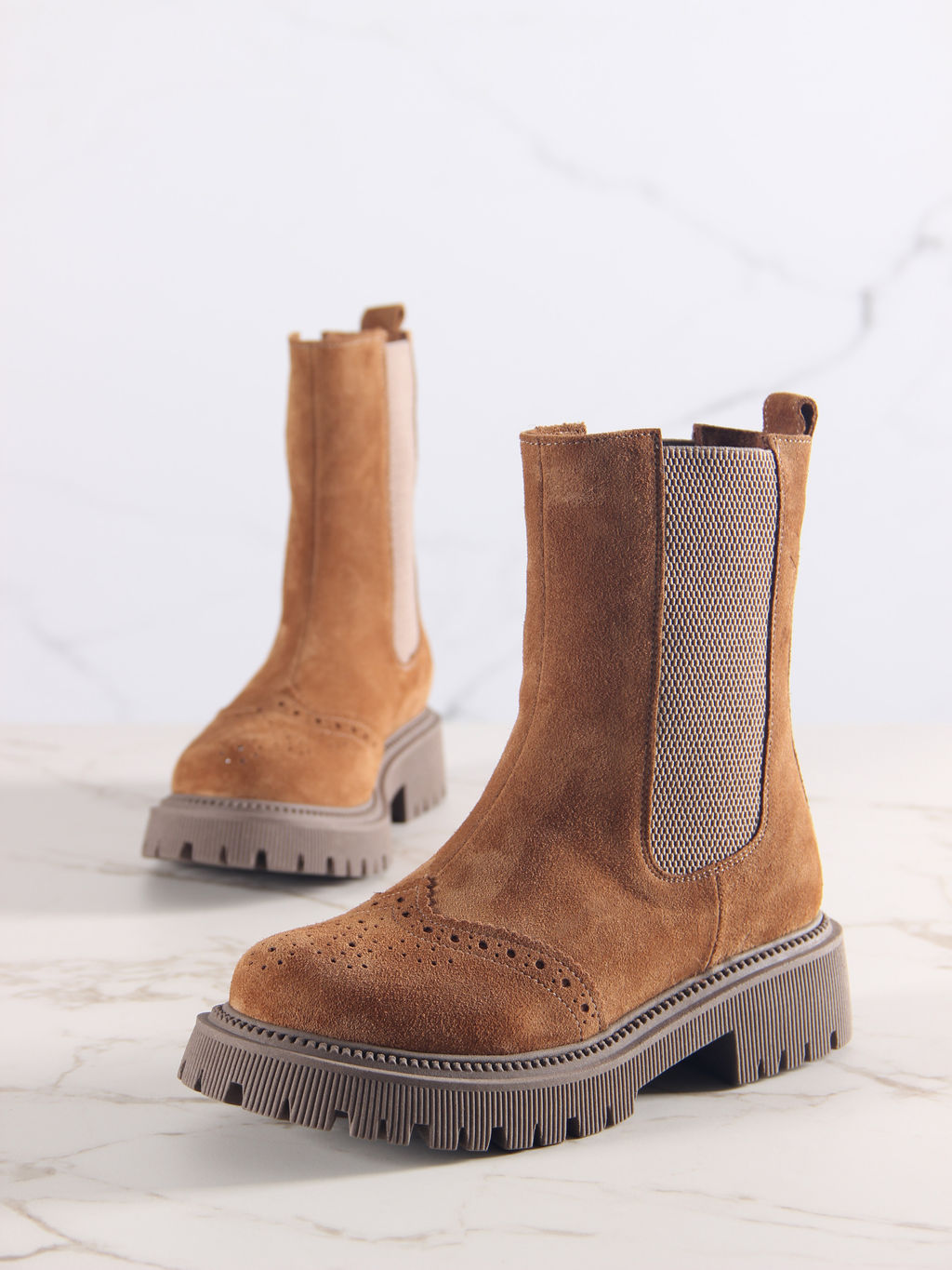 Челси 360.P.taskanaka.Серо-коричневая замша/шерсть