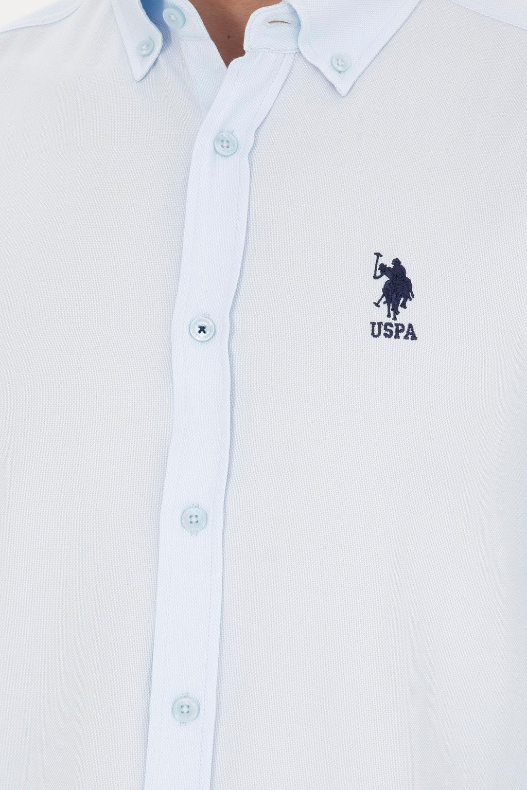 Мужская голубая базовая рубашка с длинным рукавом - U.s. polo assn фото 14