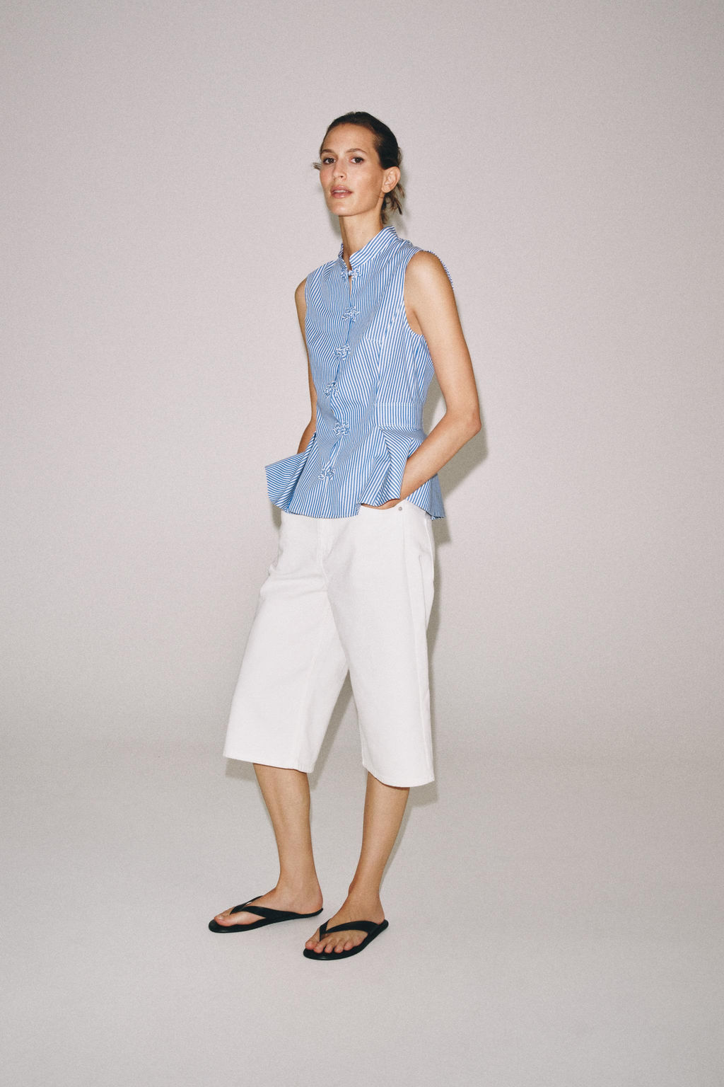 CAMISA PEPLUM RAYAS / Azul / Blanco - Zara фото 6
