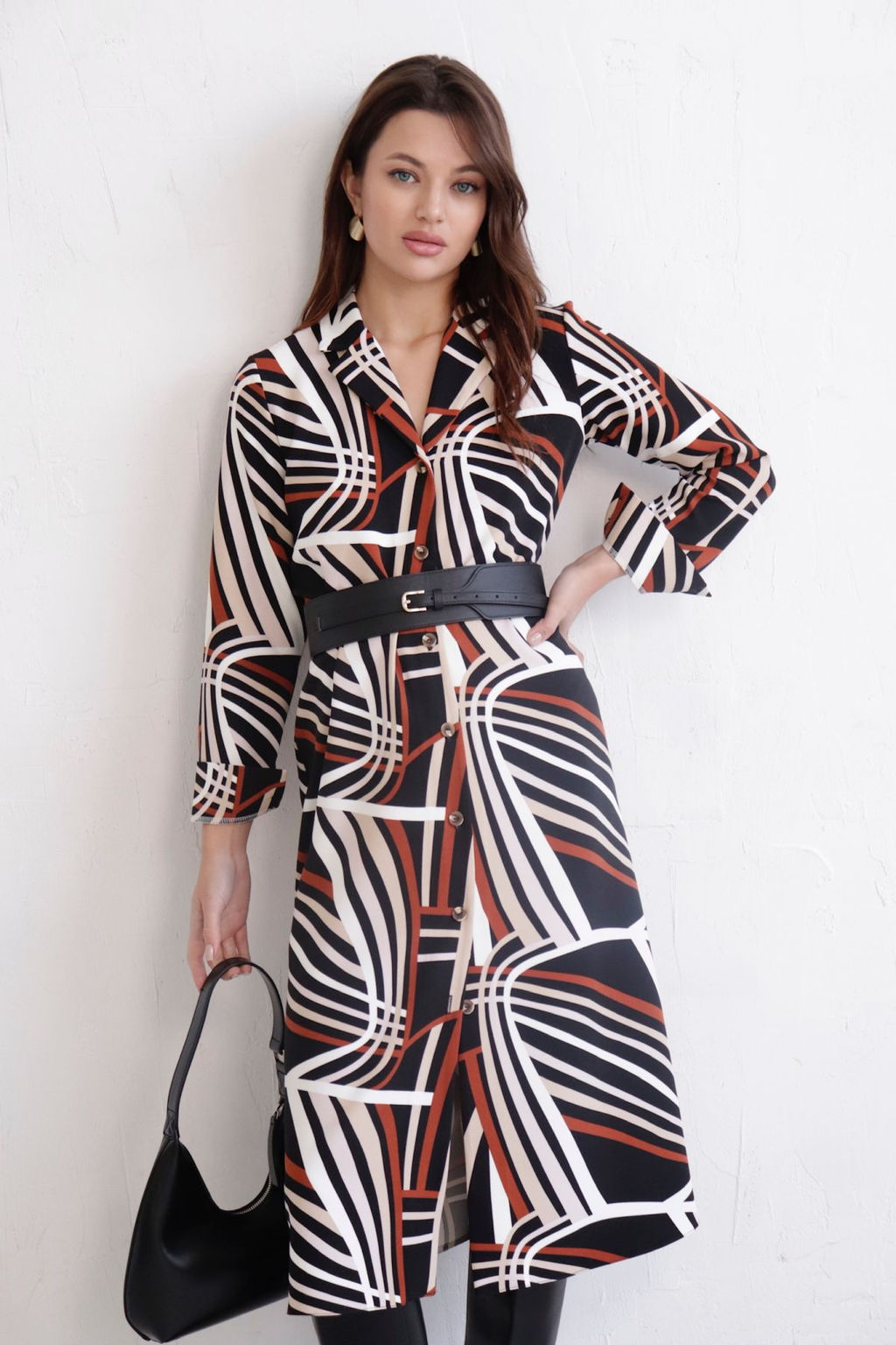 Платье-рубашка с английским воротником принт - Martichelli фото 271