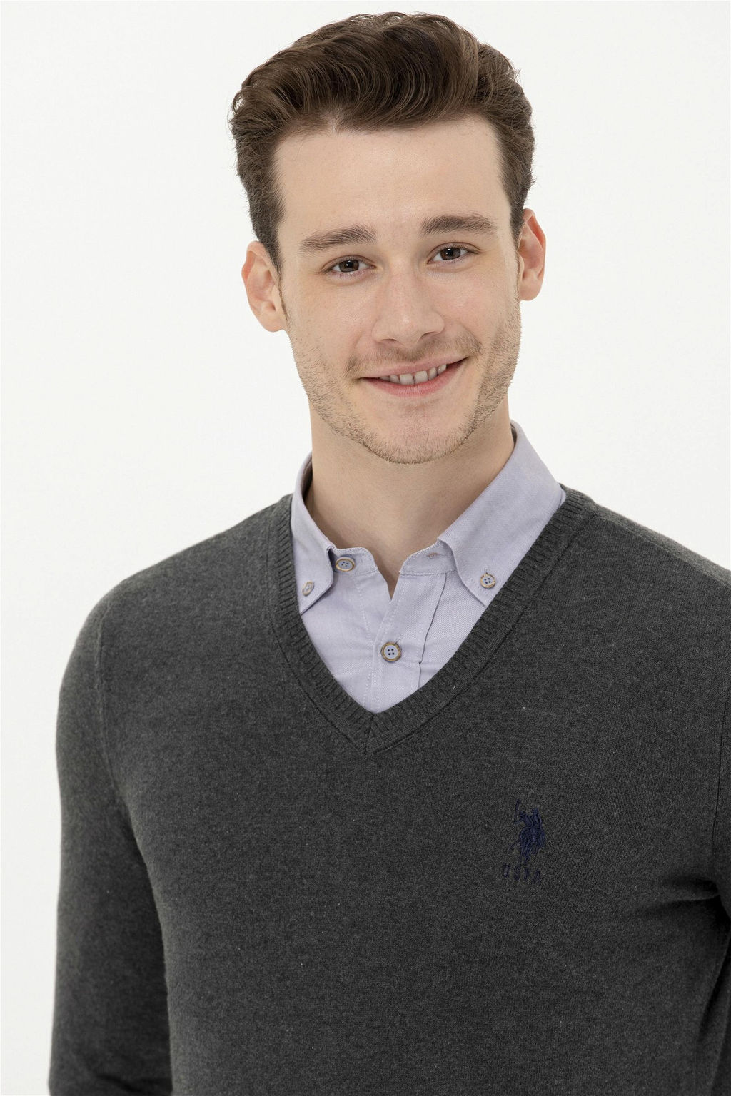 Мужской базовый свитер антрацитового меланжа - U.s. polo assn фото 10