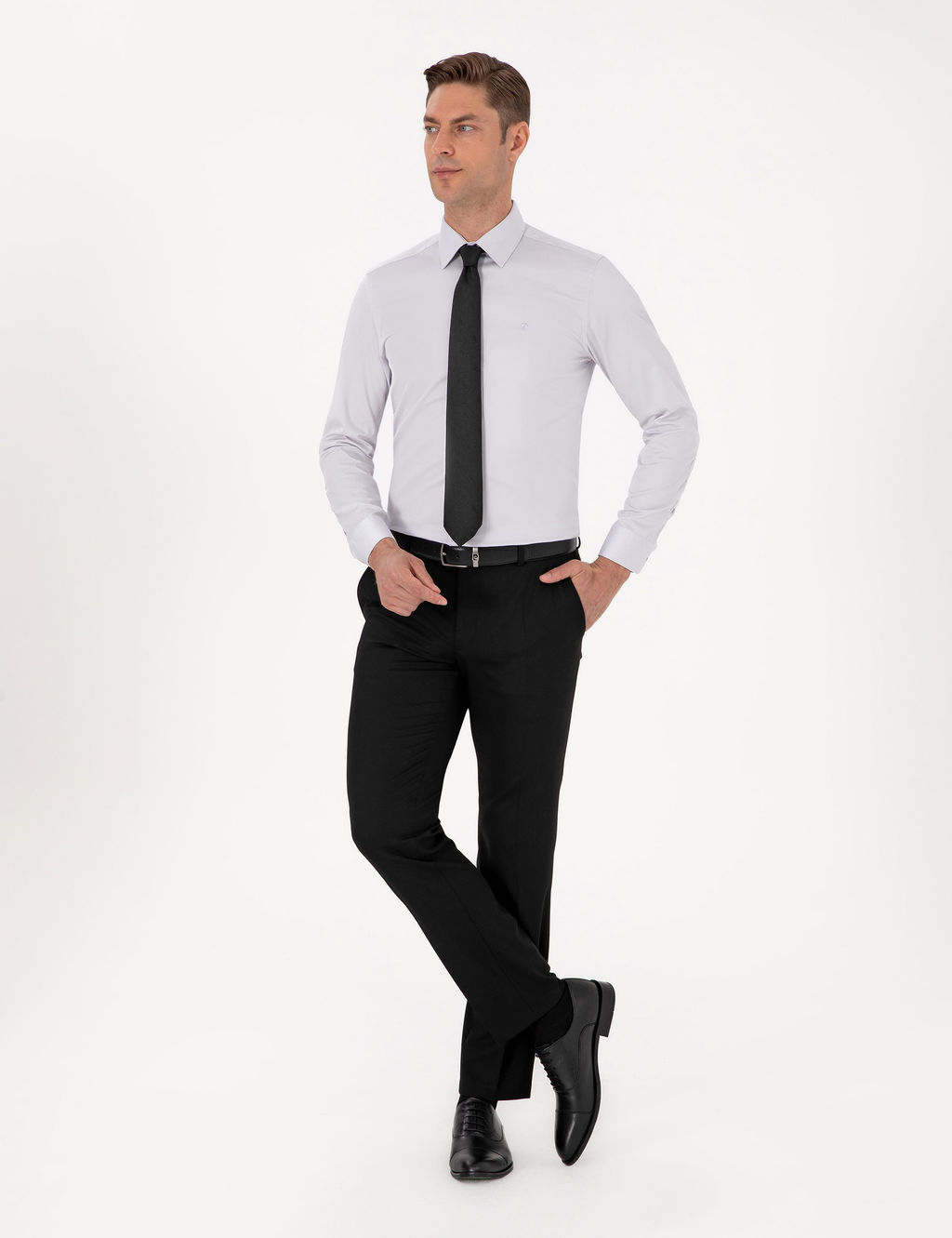 Gri Slim Fit Uzun Kollu Basic G_mlek