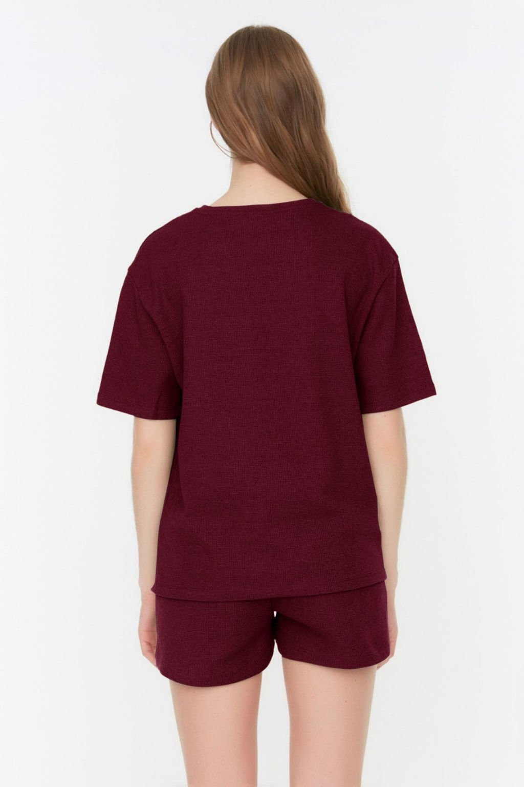 Trendyolmilla Siyah Waffle Kumas Sortlu Orme Pijama Tak?m? THMSS22PT0524  фото 38