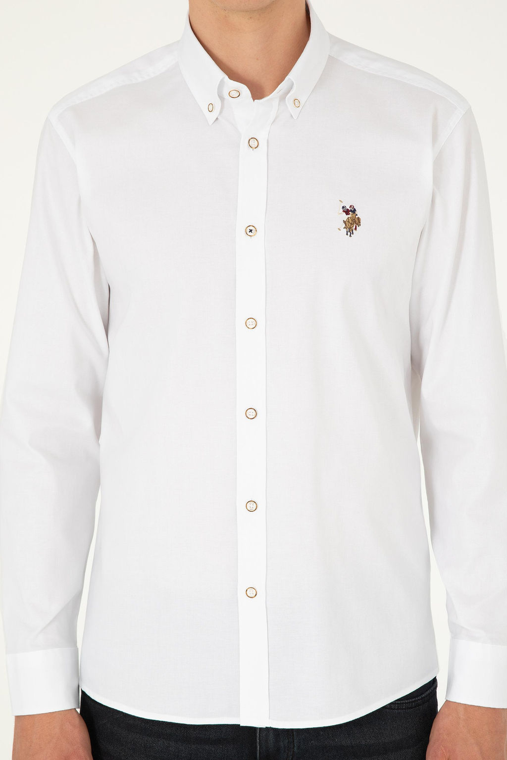 Мужская белая базовая рубашка с длинным рукавом Неожиданная скидка в корзине - U.s. polo assn фото 6