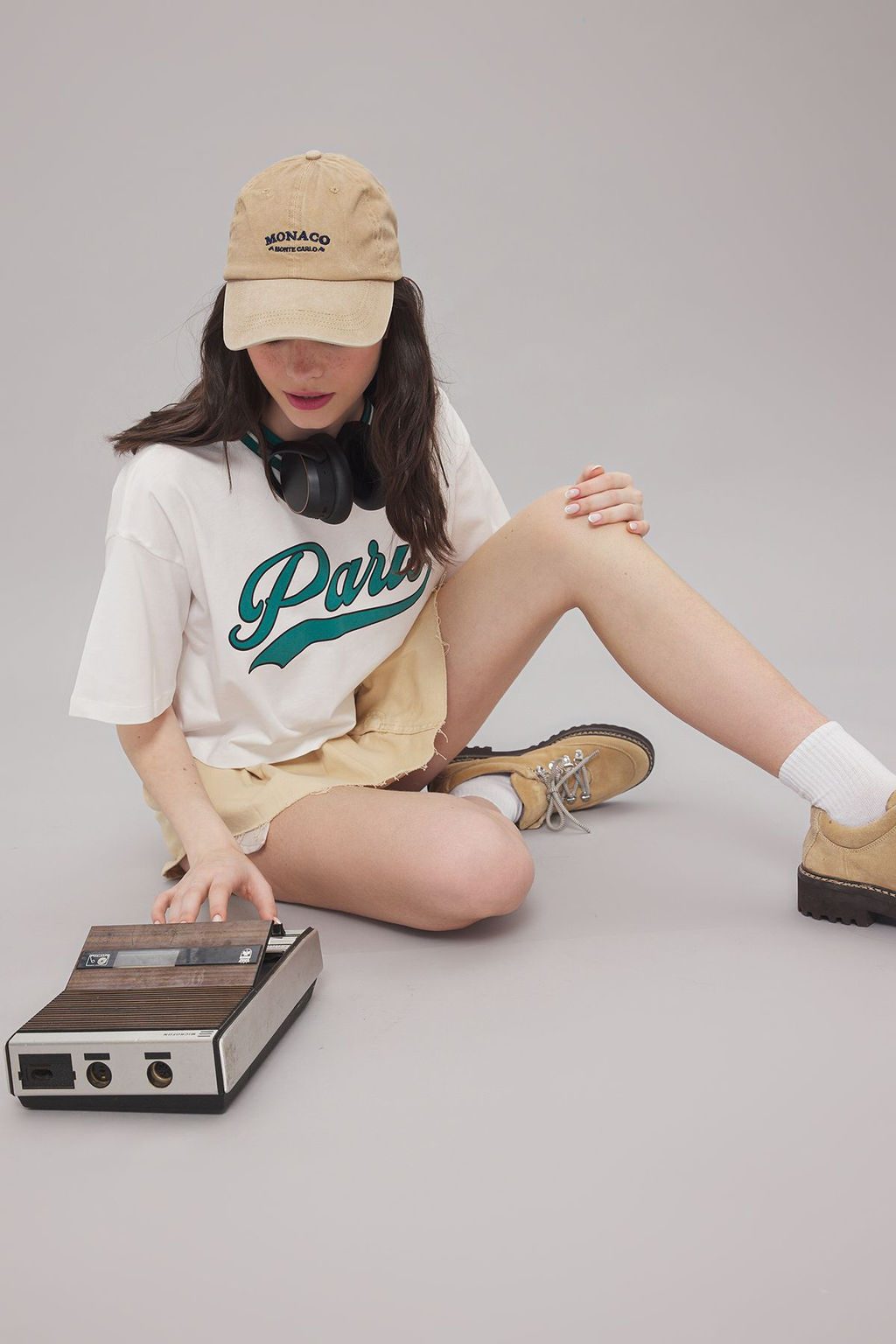 TRENDYOLMILLA Ekru %100 Pamuk Relaxed/Rahat Kal?p Crop Bask?l? Orme T-Shirt TWOSS25TS00086 фото 2