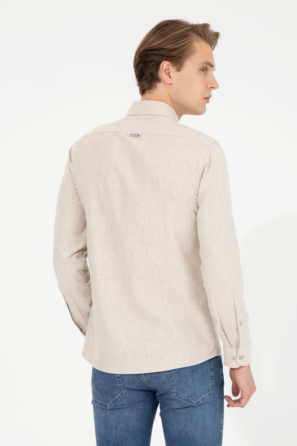 U. S. Polo Assn / Рубашка мужская бежевая Uzunkol Basic - U.s. polo assn фото 5
