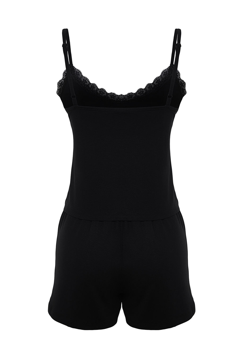 Trendyolmilla Siyah Dantelli Ip Ask?l? Viskon Sortlu Orme Pijama Tak?m? THMSS24PT00007  фото 8
