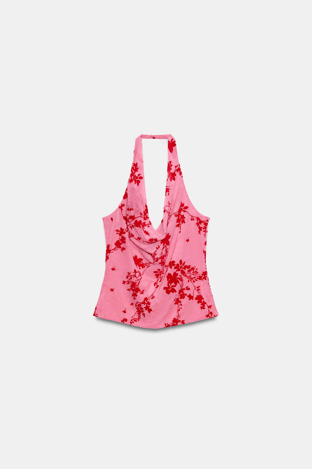 TOP HALTER TUL FLOCADO / Rosa medio - Zara фото 5