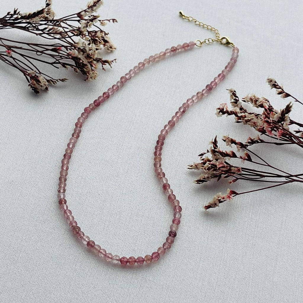 Бусы из Клубничного кварца огранка 45 см +