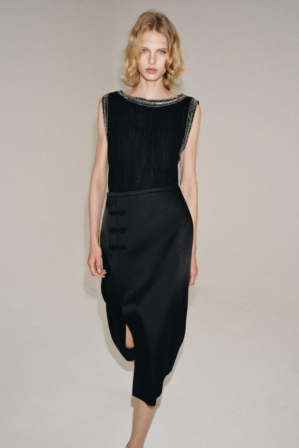 TOP JACQUARD ABALORIOS ZW COLLECTION / Negro