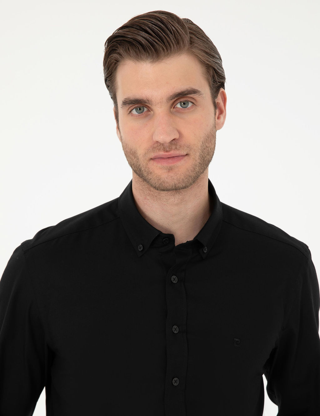 Рубашка Siyah Slim Fit длинный рукав черная
