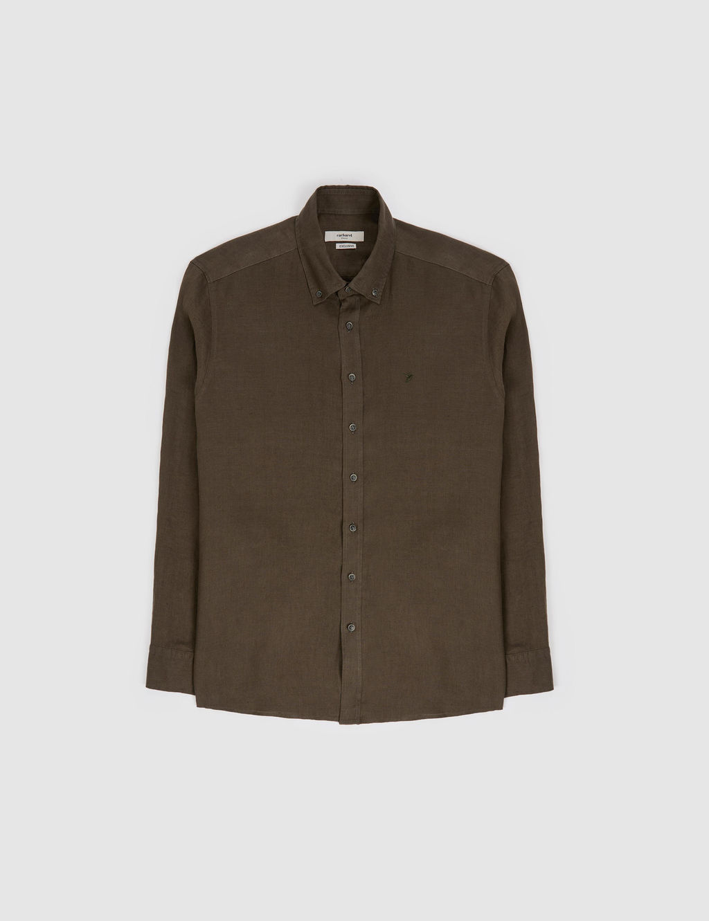 Koyu Haki Regular Fit %100 Keten G_mlek
