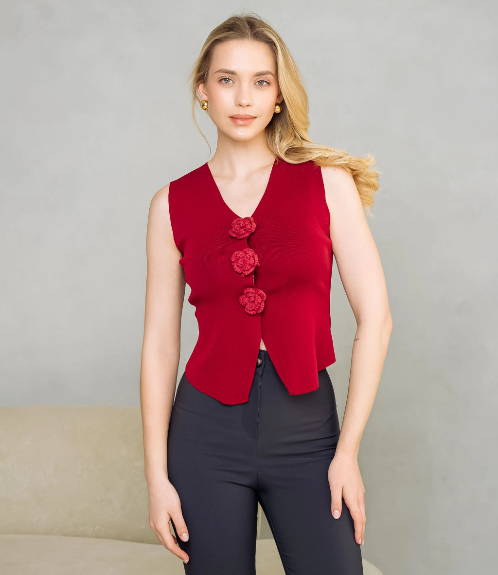 Жилет #КТ31030, бордовый