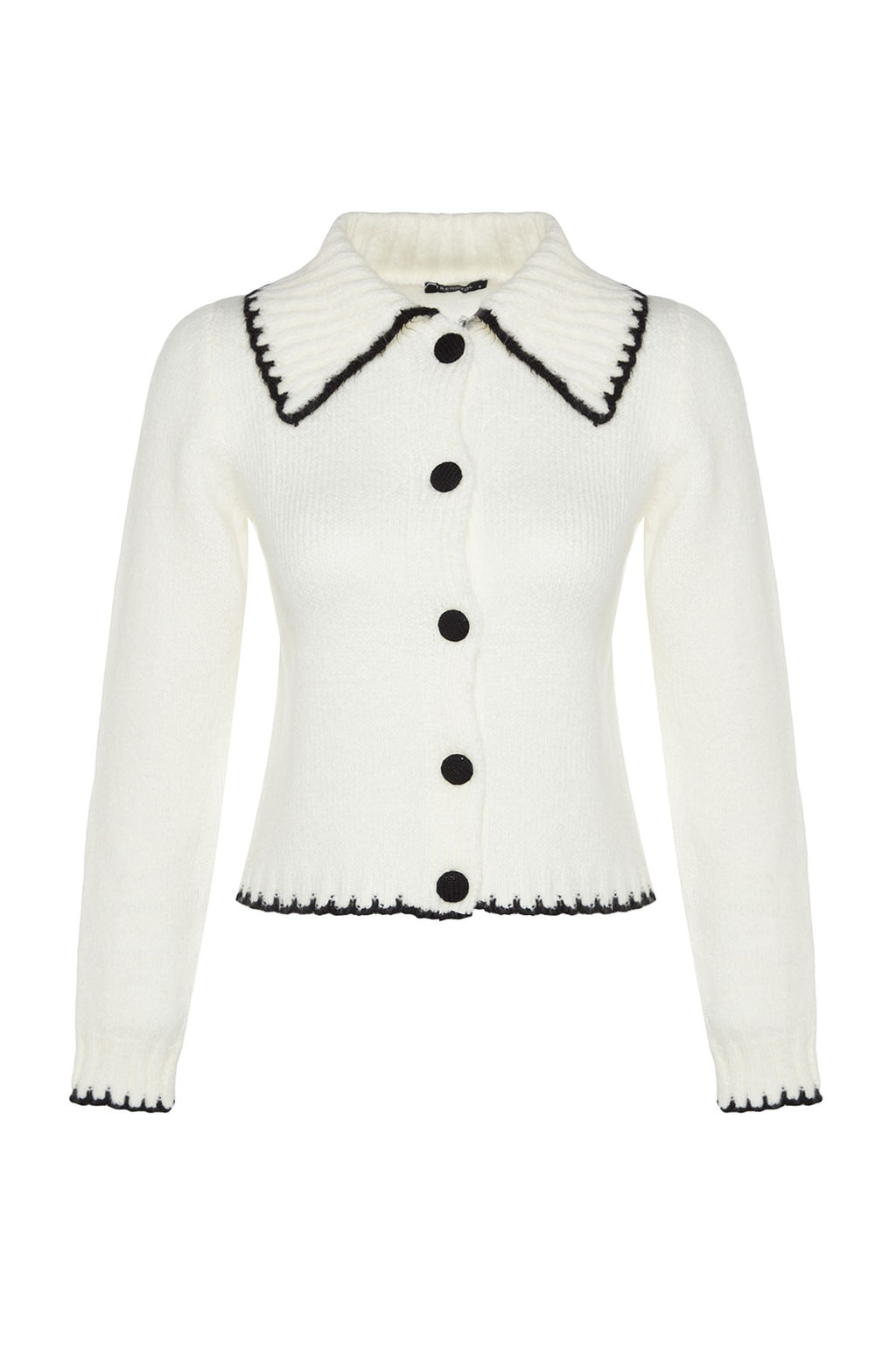 TRENDYOLMILLA Ekru Yumusak Dokulu Kontrast Renkl? Triko H?rka TWOAW24HI00297  фото 6