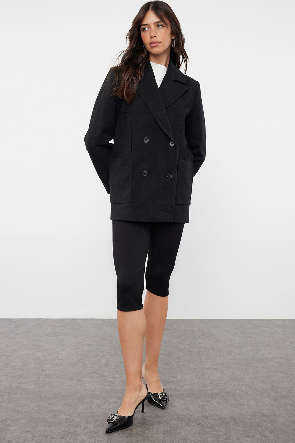 Siyah Cep Detayl? Yumusak Dokulu Regular K?sa Kaban TWOAW25KB00007