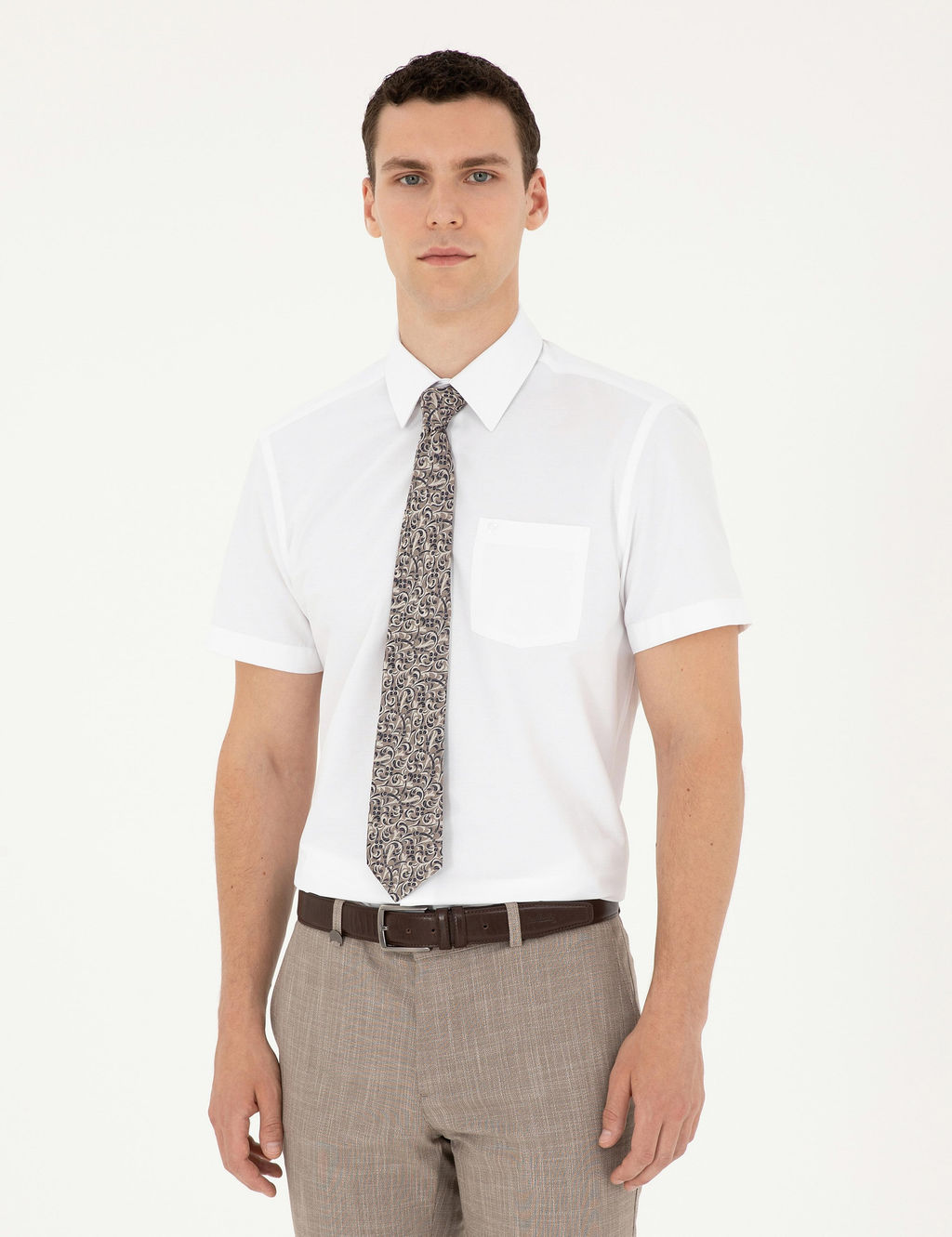 Beyaz Regular Fit K_sa Kollu Basic G_mlek