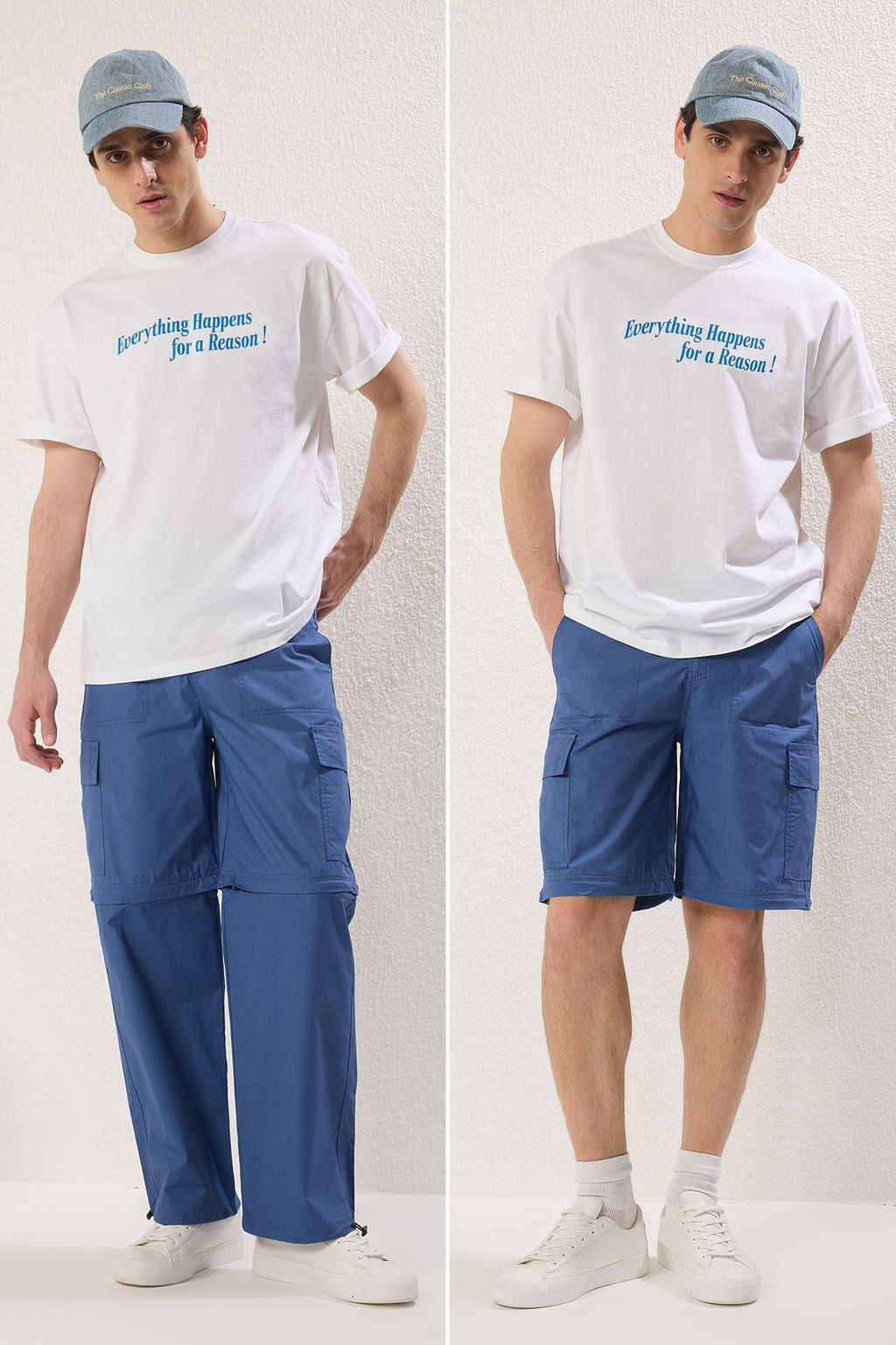 TRENDYOL MAN Lacivert Straight Kal?p Parasut Kumas Fermuarl? Sort Olabilen Pantolon TMNSS25PL00014