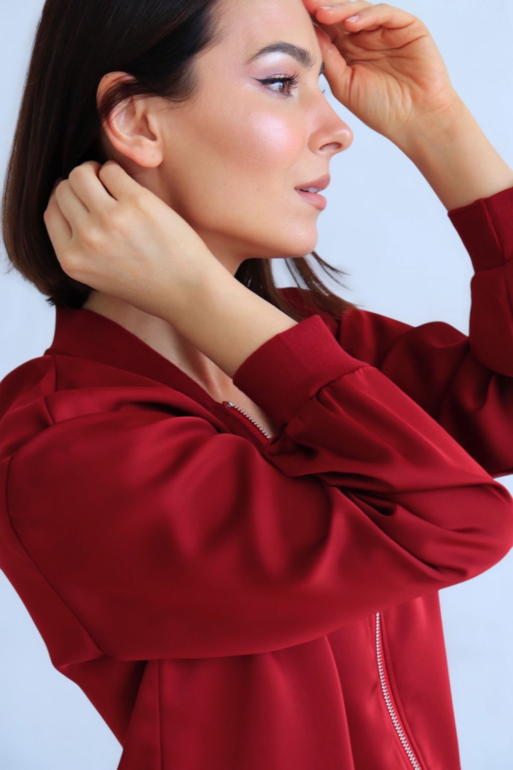 Martichelli Бомбер шелковый в винном цвете  фото 3