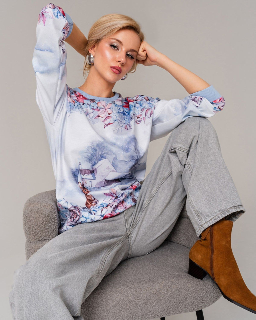 Удлиненный свитшот с принтом SNK002 - Sahar art lab фото 21