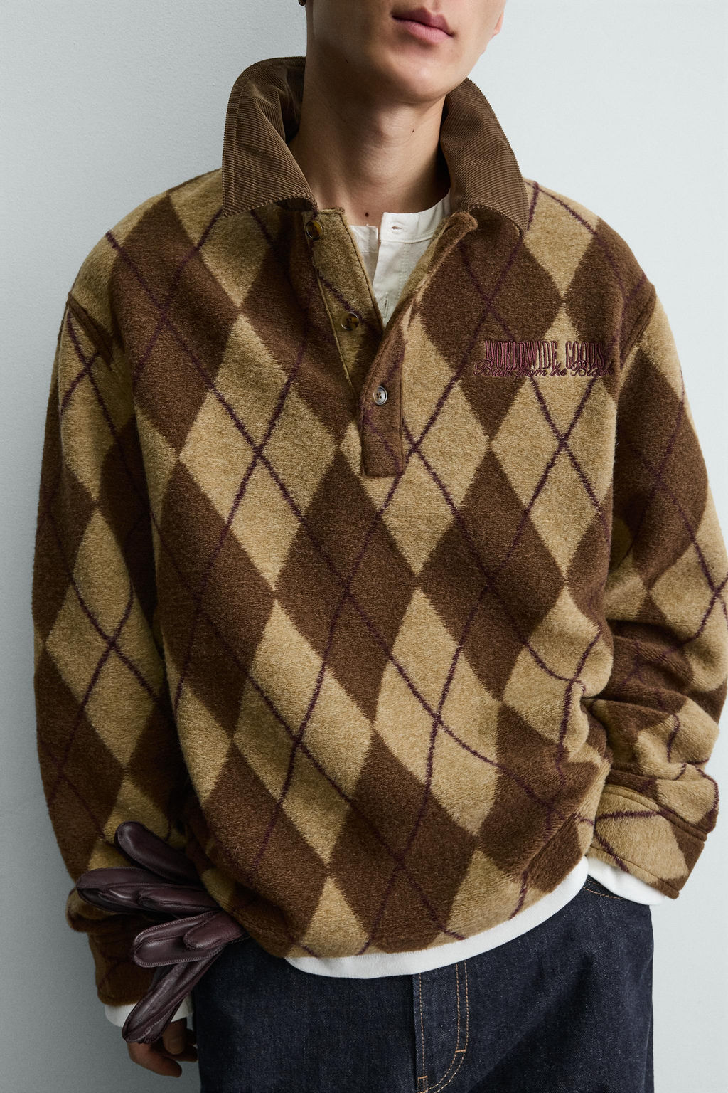 DIAMOND JACQUARD TEXTURED POLO SHIRT - Zara фото 5