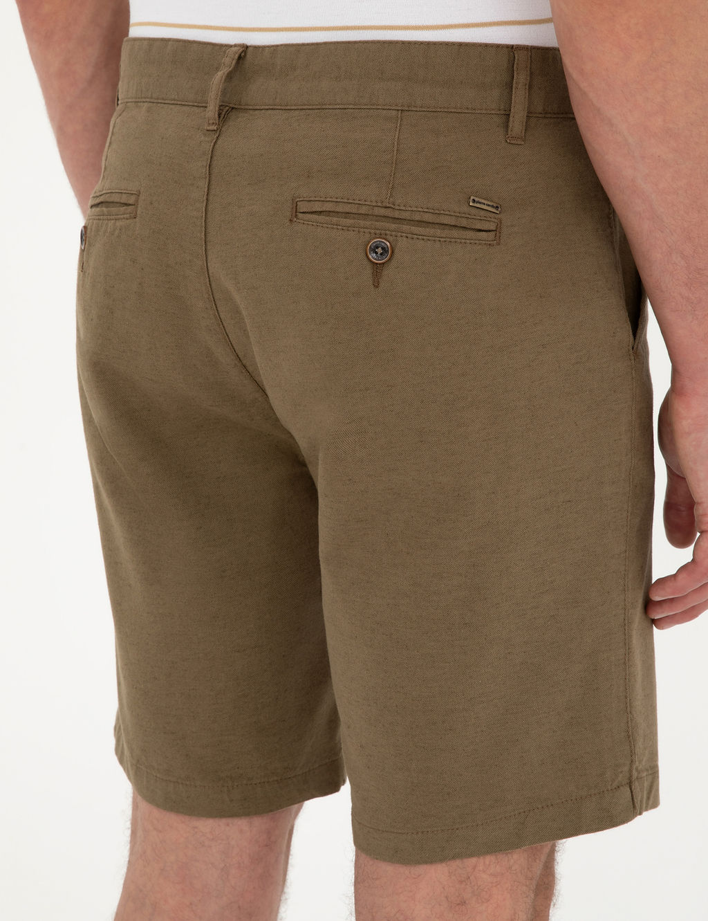 Haki Slim Fit Keten Kar___ml_ Dokuma _ort