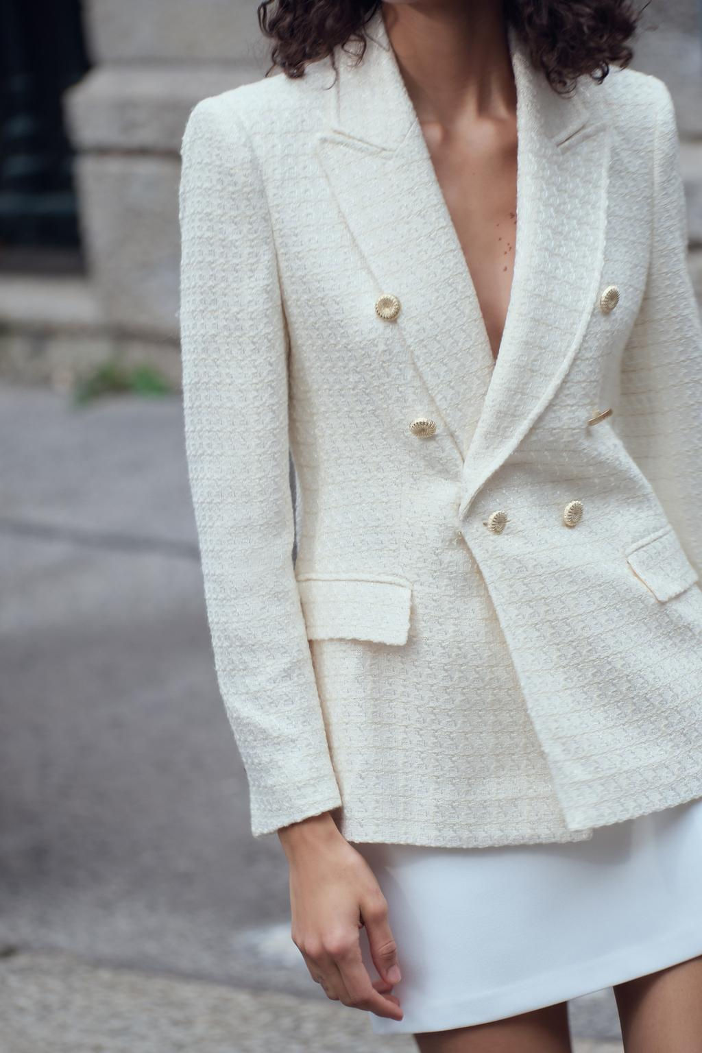 TEXTURED DOUBLE-BREASTED BLAZER - Zara фото 4