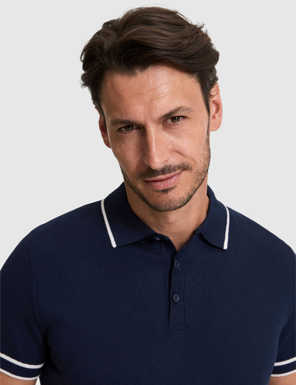 Lacivert Slim Fit %100 Pamuk D__meli Polo Yaka Triko Ti__rt