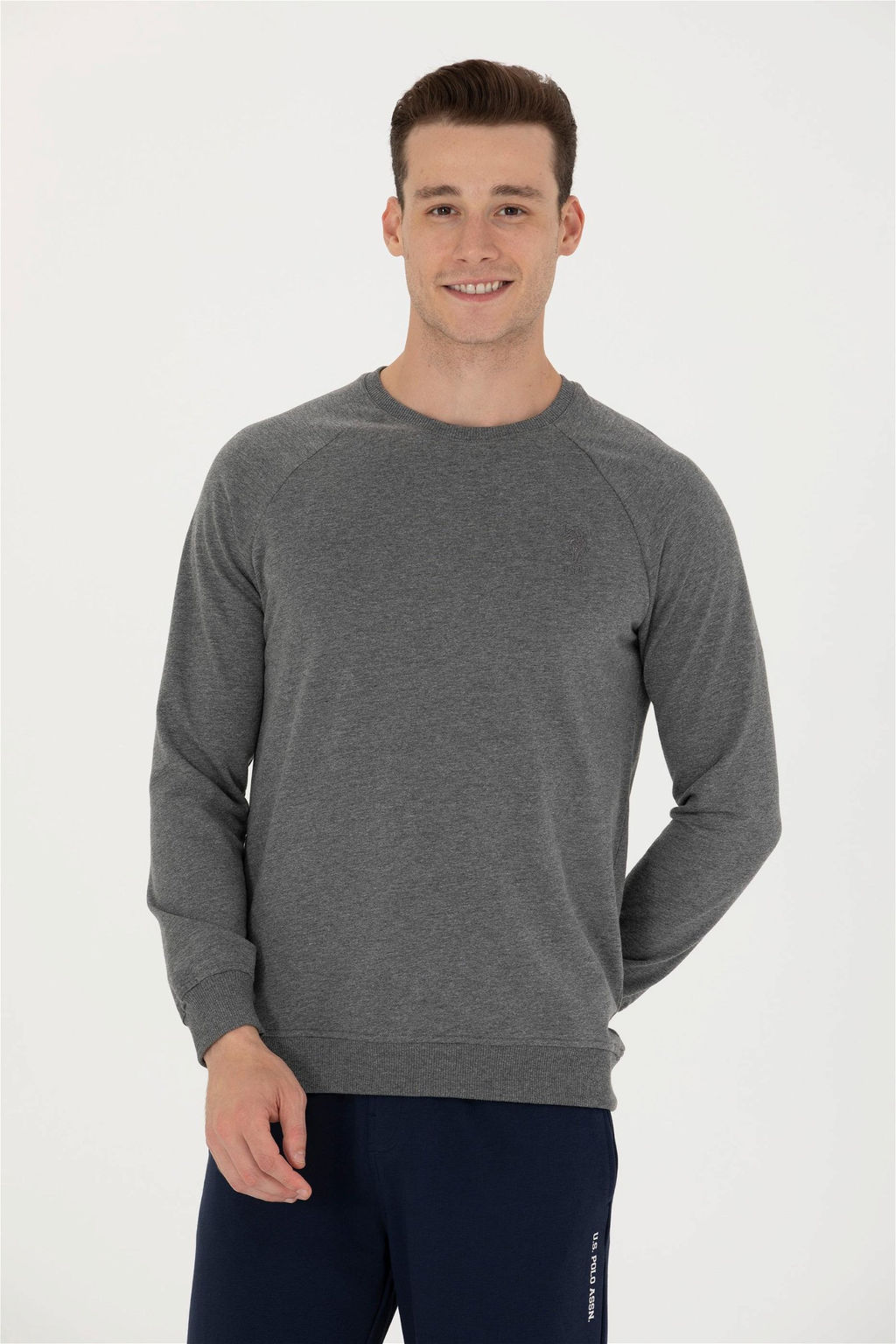 U. S. Polo Assn / Мужской базовый свитшот антрацитовый меланж - U.s. polo assn фото 3