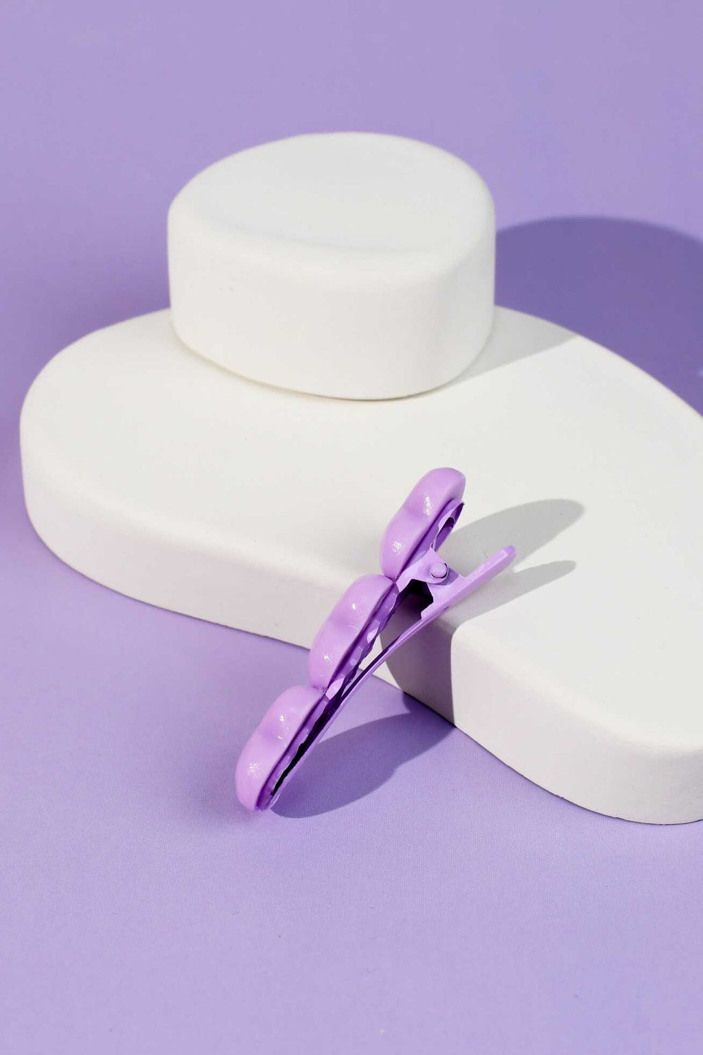 Заколка для волос зажим, арт. 71771 / 10 СЕРДЕЧКИ (в наборе: 1шт., 6,5 см, черный металл, полиэфирная смола, цвет: сиреневый, подложка из мелованного картона + ПЭТ-пакет с европодвесом)