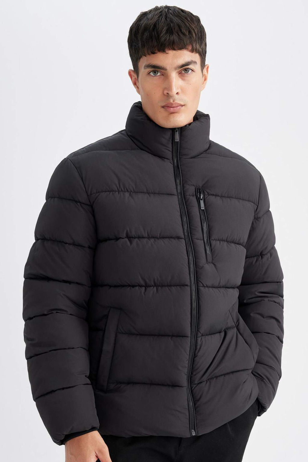 Su Itici Ruzgar Gecirmez Sisme Mont Slim Fit Dar Kesim Dik Yaka Fermuarl? Cepli - Defacto фото 2