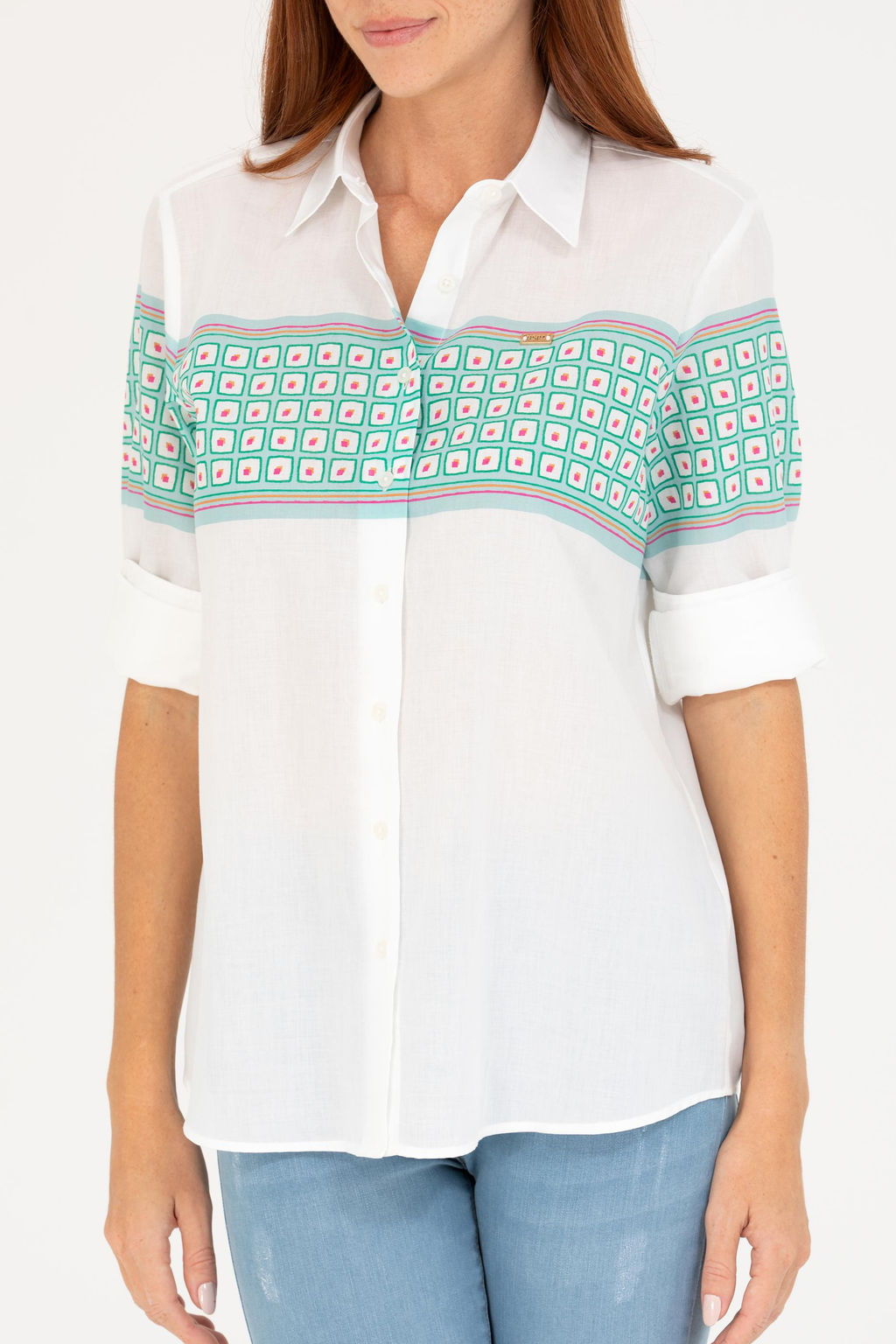 Женская рубашка цвета морской волны с длинным рукавом - U.s. polo assn фото 6