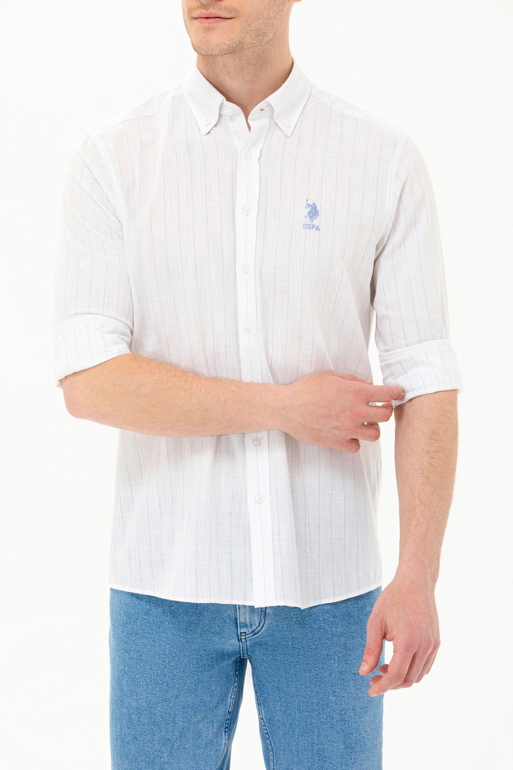 Мужская синяя рубашка с длинным рукавом - U.s. polo assn фото 6