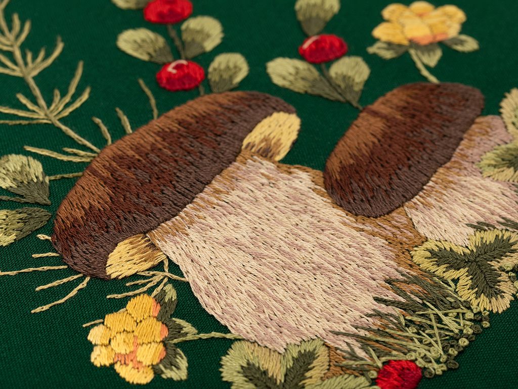 Набор для вышивания PANNA Живая картина JK-2258 Грибы. Белые 20.5 х 20.5 см