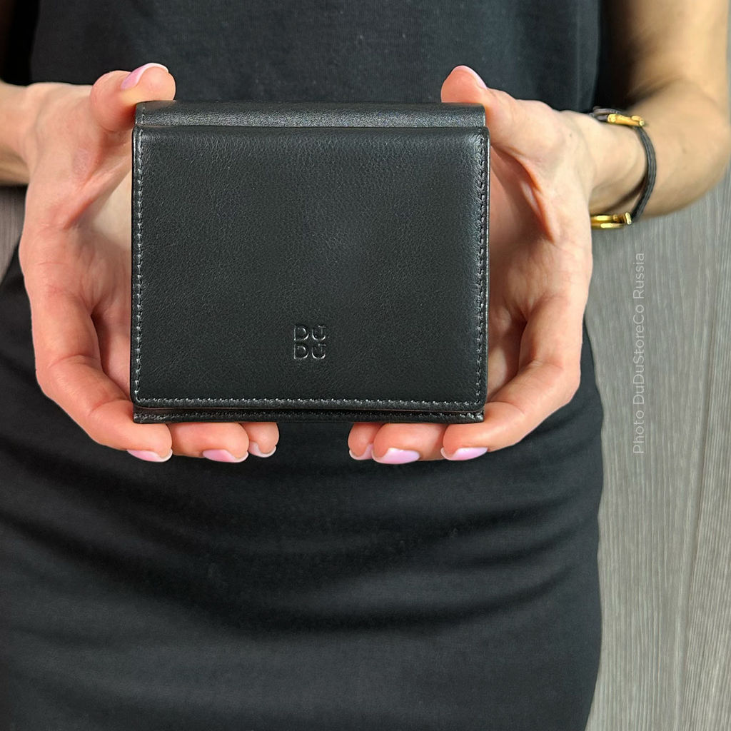 Итальянский кожаный кошелек DuDu серии Flavio | черный - Dudubags фото 8