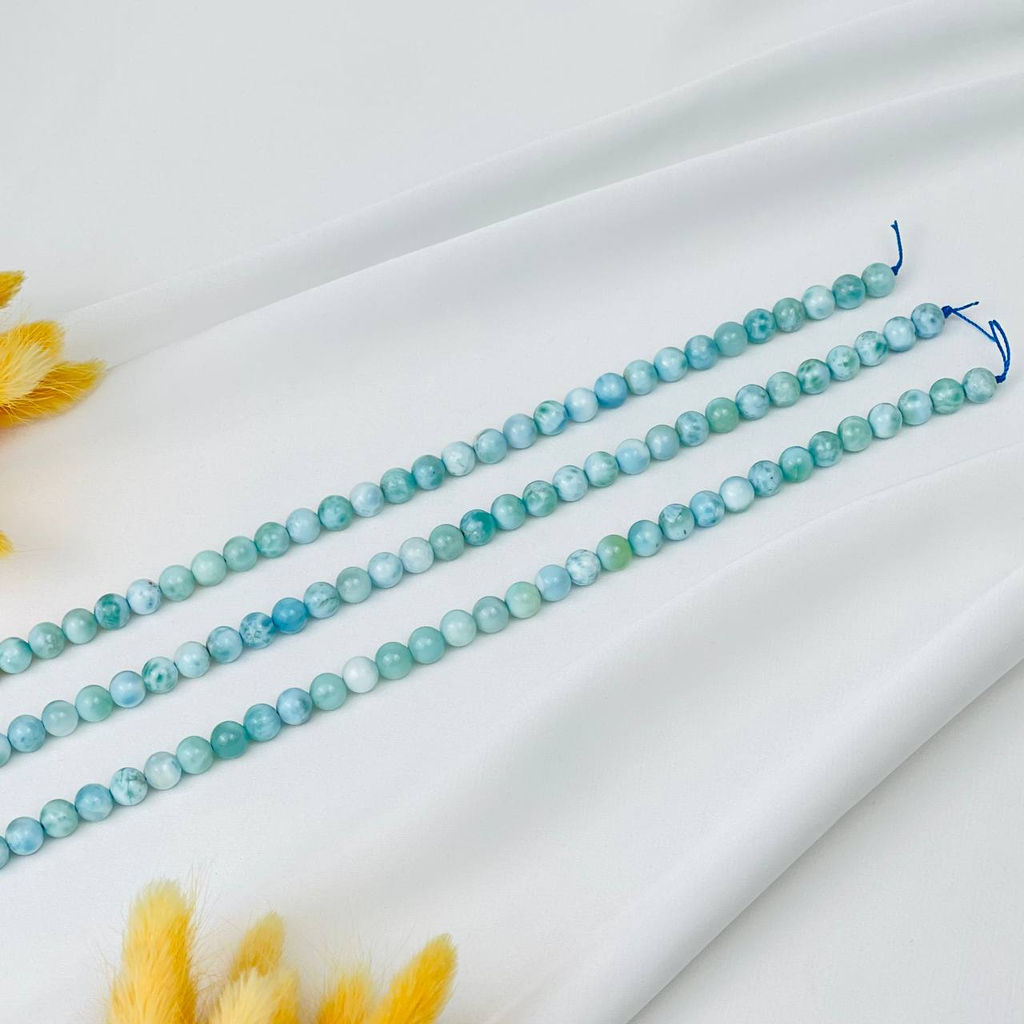 Бусины для украшений из Ларимара (56 бусин) 38 см