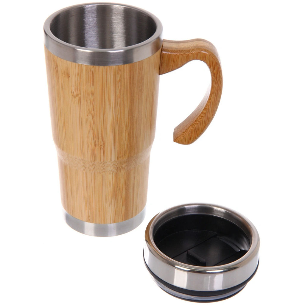 Термокружка 450мл "Bamboo" высокая с ручкой