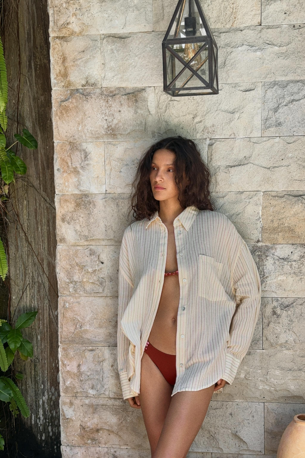 CAMISA GASA OVERSIZE BOLSILLO / Amarillo pastel