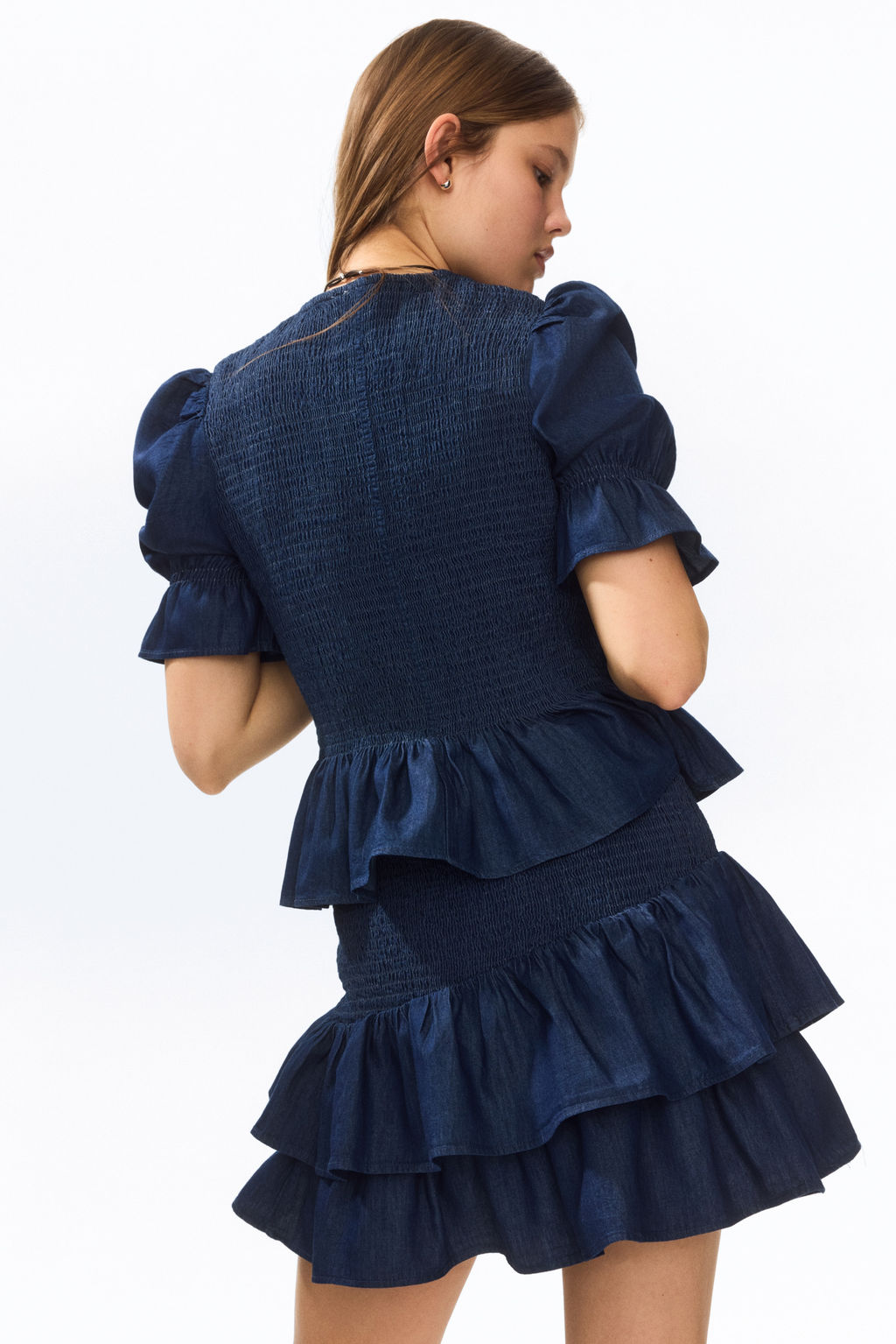 Blusa denim nido de abeja - H&m фото 6