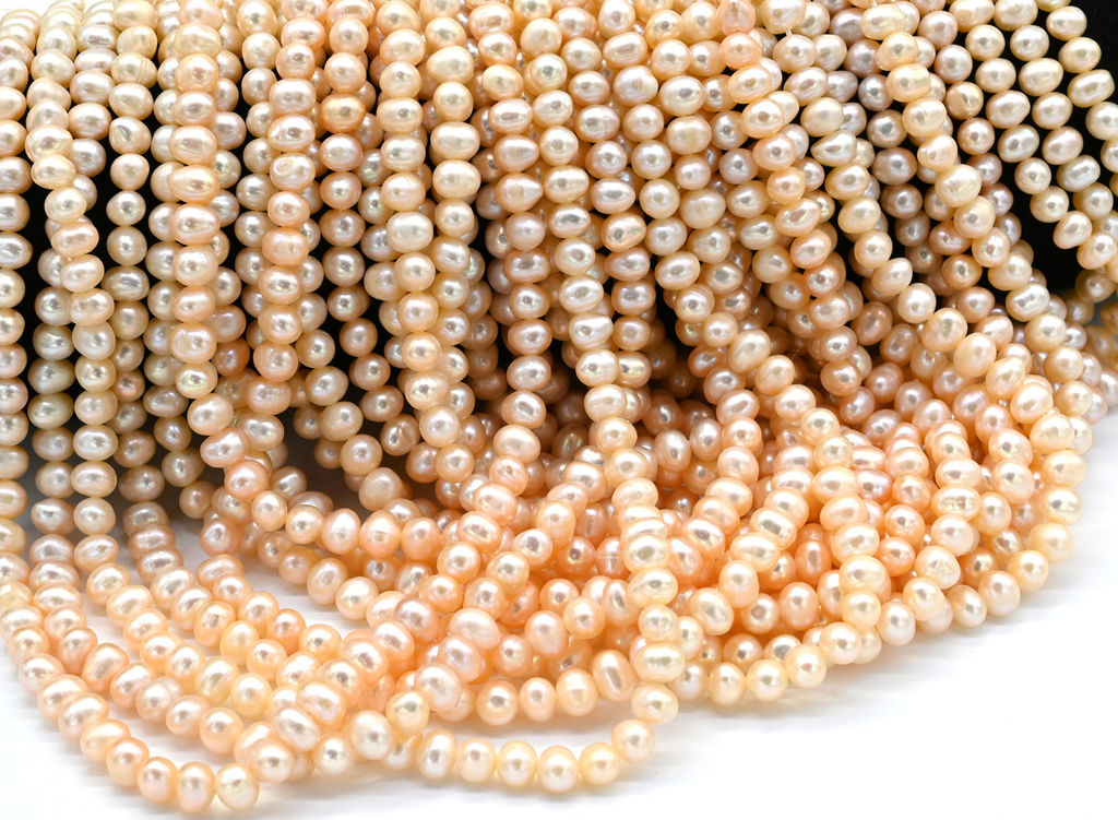 Бусины жемчуг овал 6мм цвет кремовый, 36см, 72 бусины Радуга камня