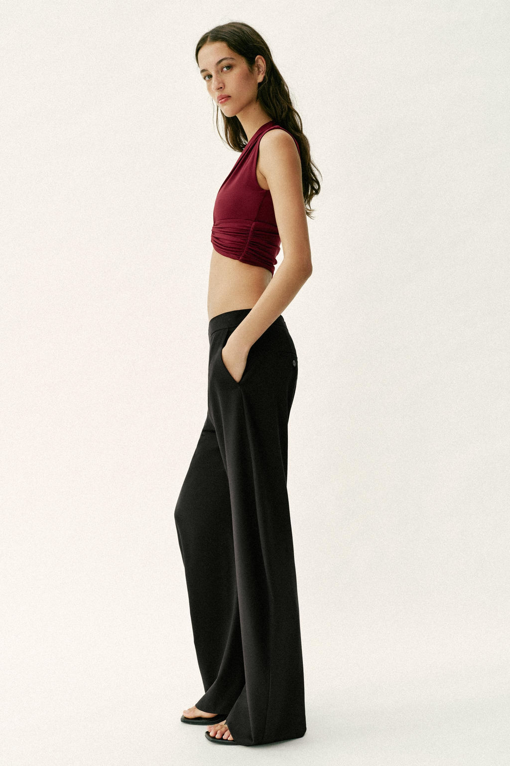 TOP DRAPEADO POLIAMIDA FORNITURA / Burgundy - Zara фото 3