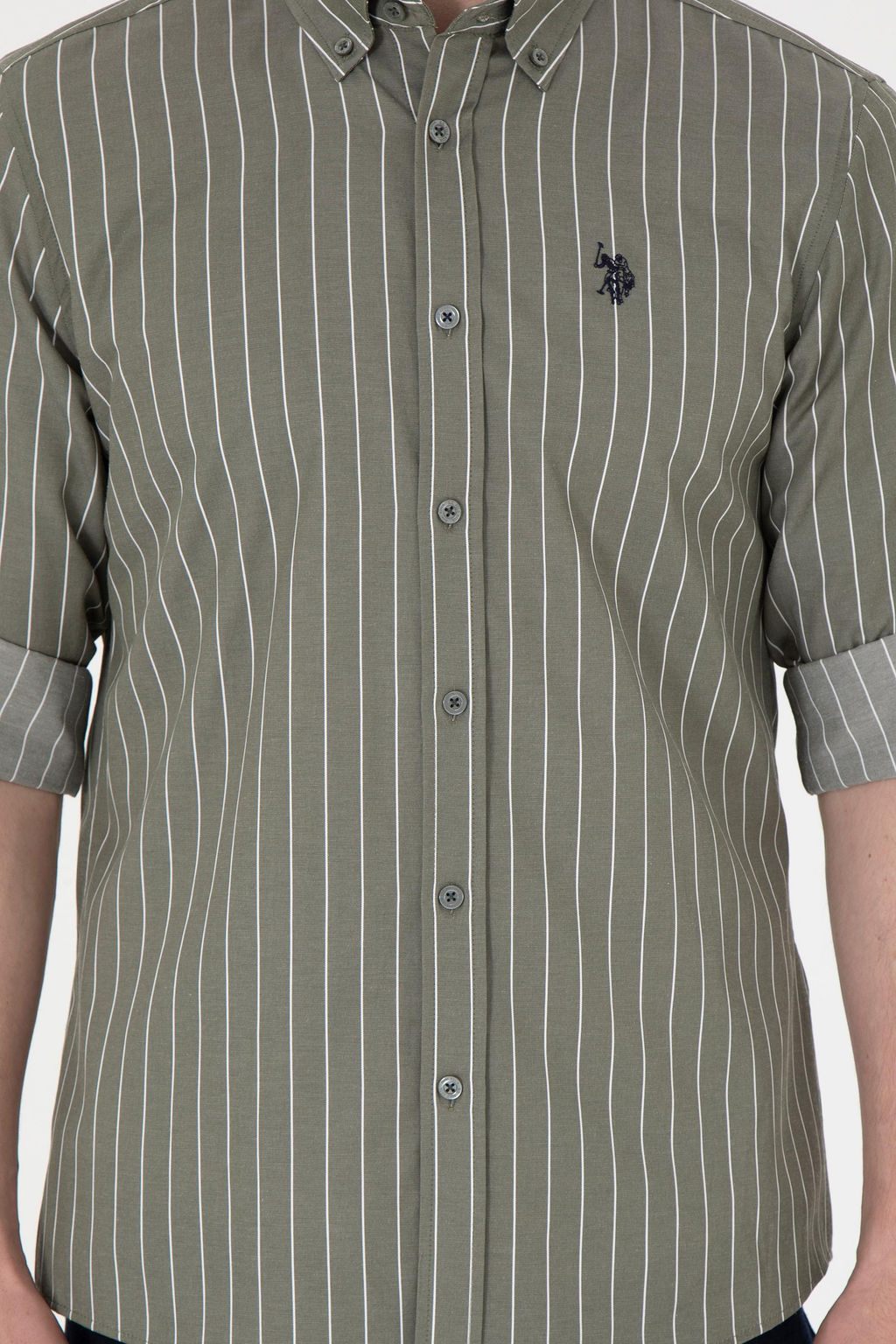 Мужская рубашка цвета хаки с длинным рукавом Неожиданная скидка в корзине - U.s. polo assn фото 6