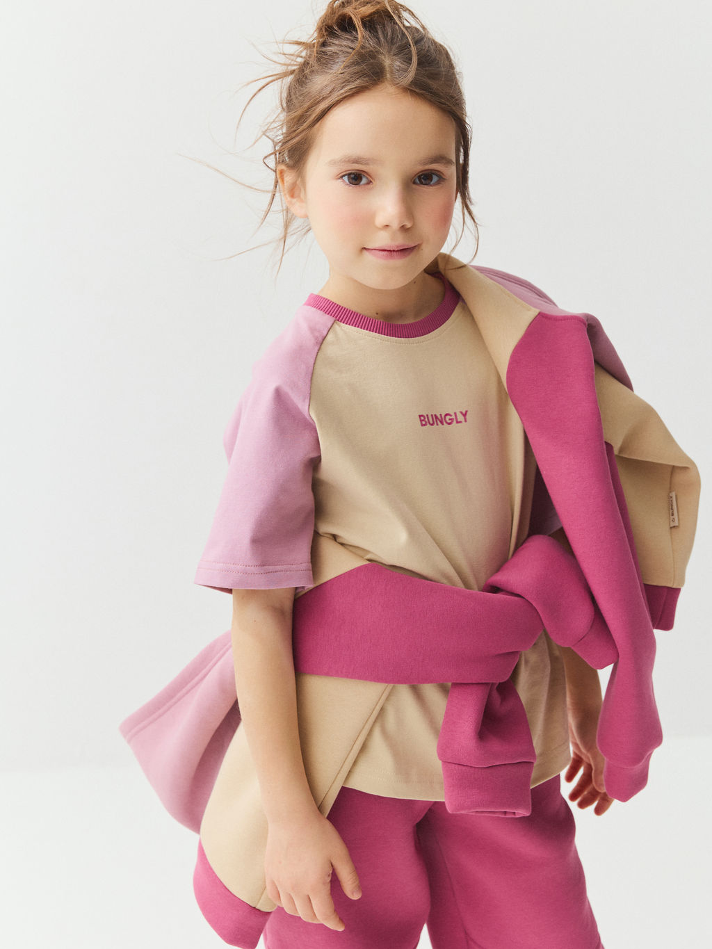 Футболка Колор блок "Крем-брюле/Орхидея"