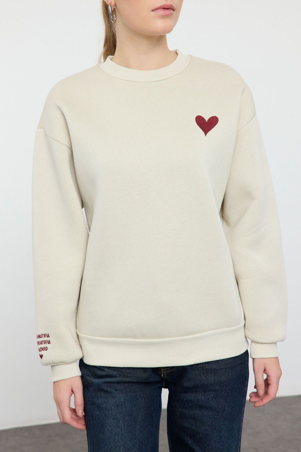 TRENDYOLMILLA Mor Nak?sl? Regular/Normal Kal?p Kal?n Ici Polarl? Orme Sweatshirt TWOAW25SW00176 фото 3