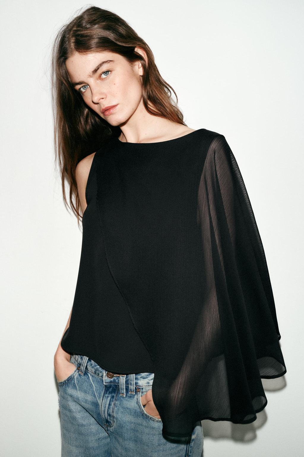 BLUSA COMBINADA CAPA / Negro - Zara фото 2