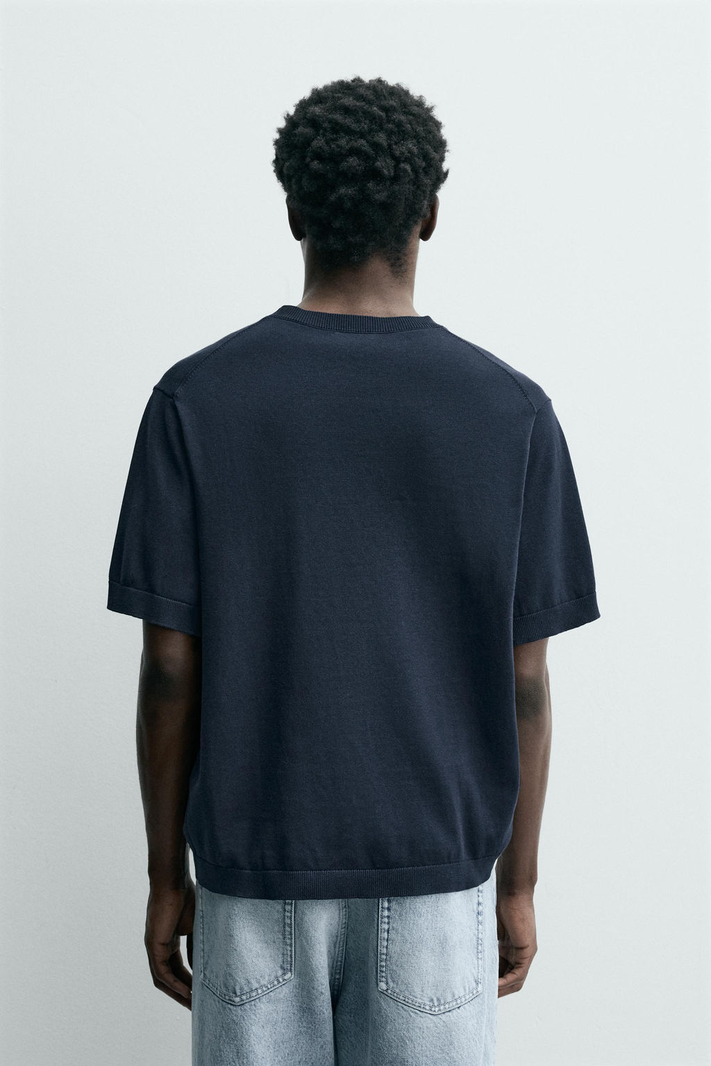 CAMISETA PUNTO LIGERO ALGOD?N / Marino - Zara фото 3