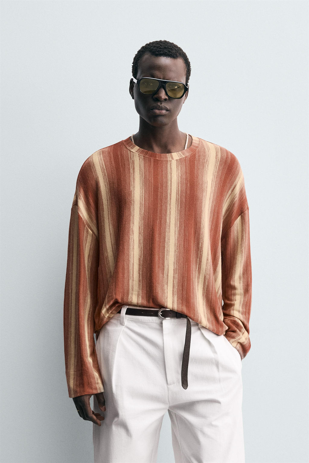 STRIPED FLOWING T-SHIRT - Zara фото 4