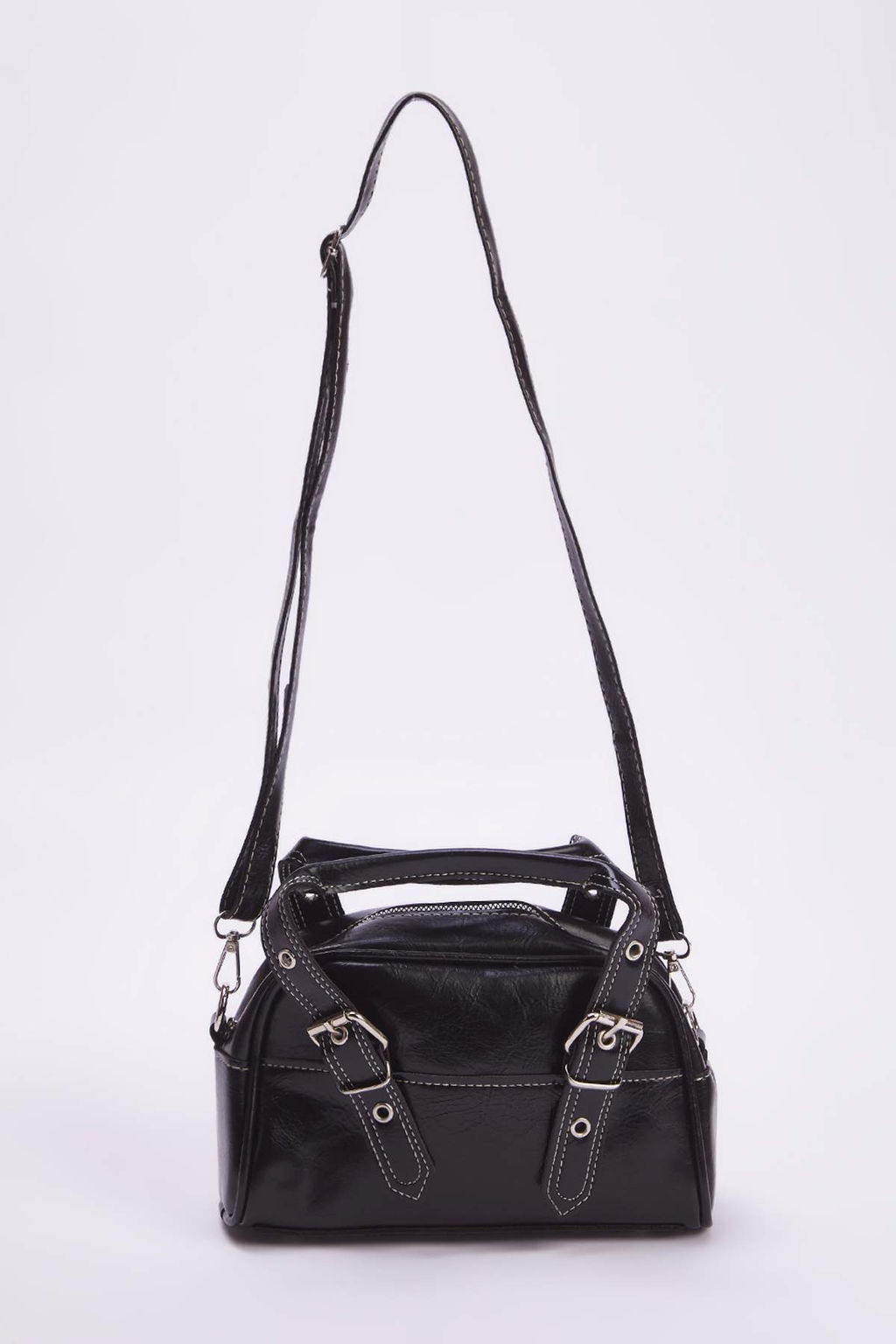 Siyah Kontrast Dikisli Kad?n Bowling Kucuk Mini City El Ve Omuz Canta TAKAW26OC00015