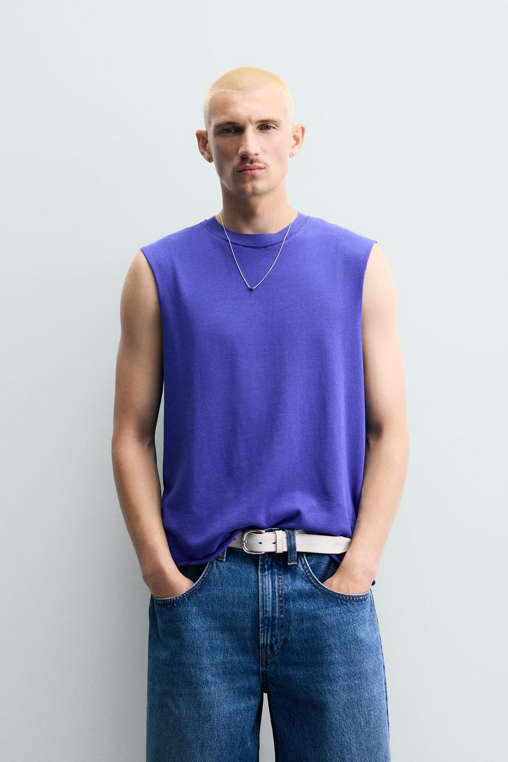 CAMISETA TANK PUNTO ALGOD?N / Azul el?ctrico - Zara фото 2
