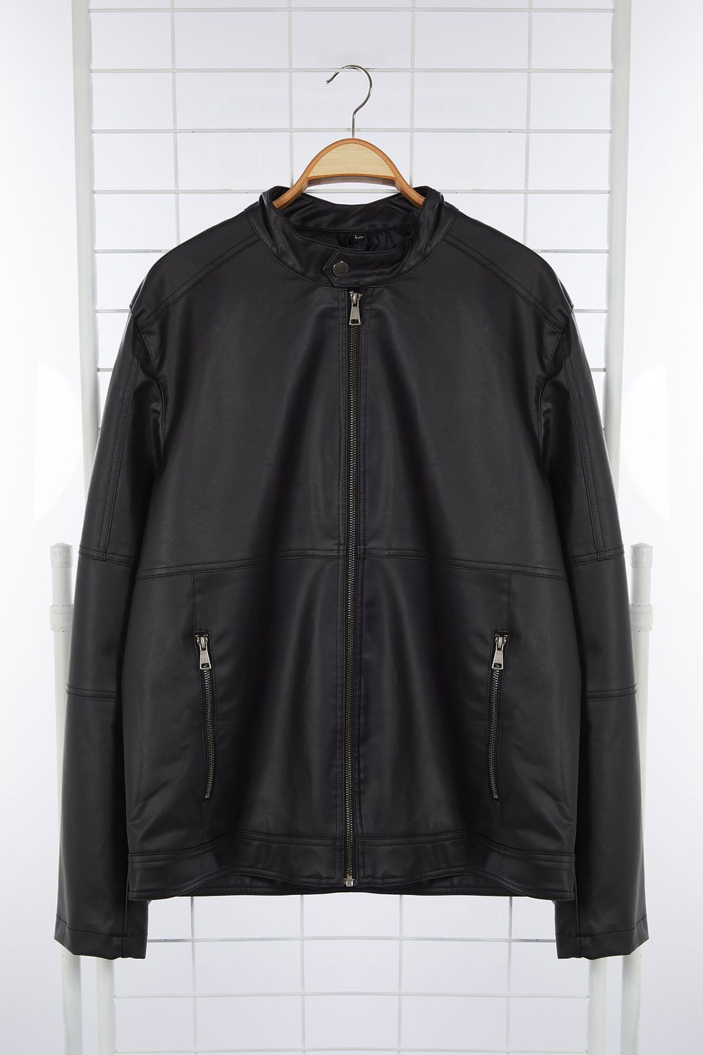 TRENDYOL MAN Siyah Regular Fit PU Suni Deri Biker Ceket Mont TMNAW25MO00003 - Trendyolmilla фото 6