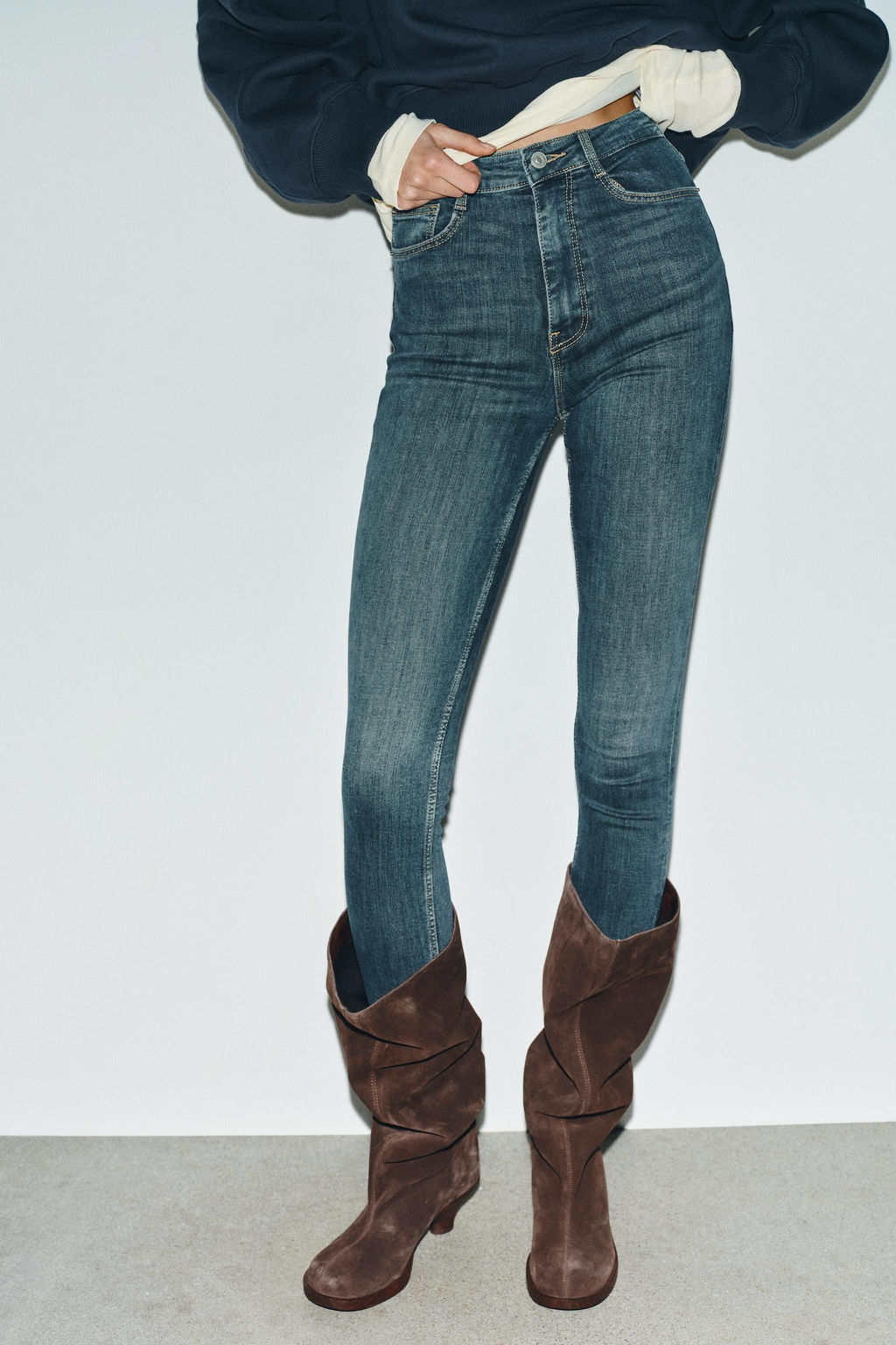 JEANS TRF SKINNY TIRO ALTO / Azul / Gris - Zara фото 3